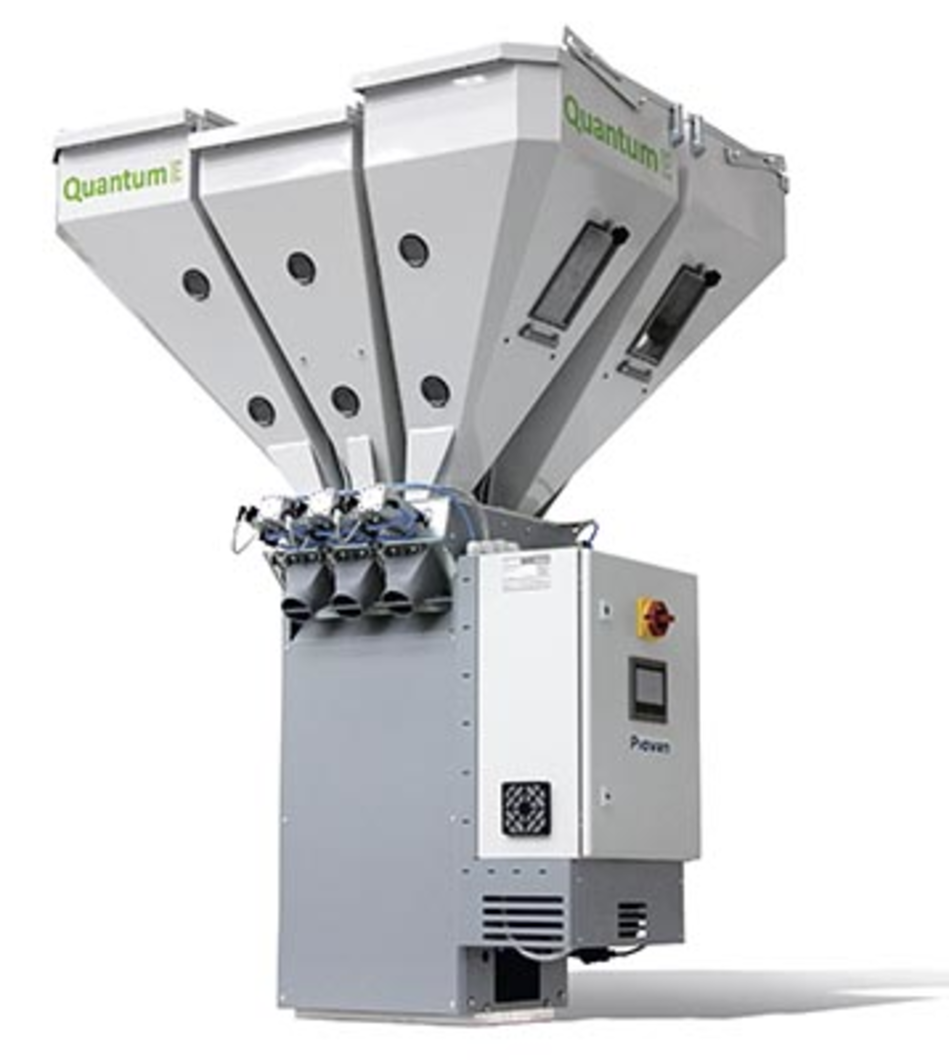 Piovan's Quantum E gravimetric blender can blend up to eight ingredients.