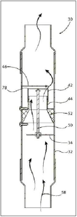 A floating mechanism closes a valve when air pressure exceeds a stipulated value in a new Steve Maguire invention. A part called a sail (34) drives a strut (50), shutting down air supply. The weight of the sail is the critical factor.