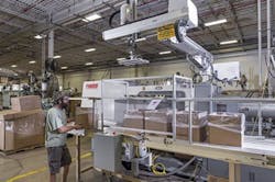 Rodon's visual inspection systems include automated conveyors indexing a completed box to a post-mold position and installing an empty box ready for packing. Rodon's visual inspection systems include automated conveyors indexing a completed box to a post-mold position and installing an empty box ready for packing.