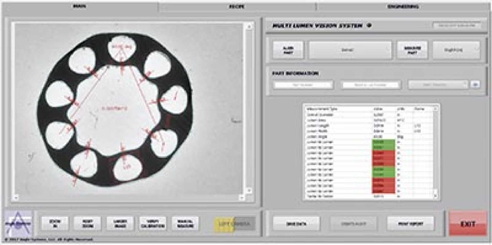The Multi Lumen Vision System from Angle Systems can measure the diameters, concentricity and wall thickness of cable, tubes and pipe in about 10 seconds.