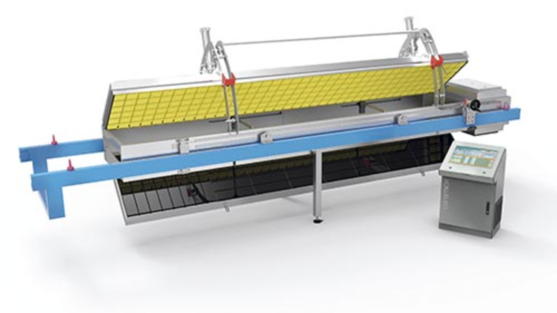 An Irwin thermoformer that Ceramicx retrofitted with new platens. The machine achieved 40 percent energy savings versus the original, according to Ceramicx. Linpac Packaging, Featherstone, England, is using the machine.