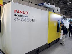 Fanuc's Roboshot Alpha S450iA delivers 495 tons of clamping force. Fanuc's Roboshot Alpha S450iA delivers 495 tons of clamping force.
