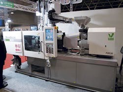 Sodick's MS50 all-electric injection molding machine boasts 55 tons of clamping force. Sodick's MS50 all-electric injection molding machine boasts 55 tons of clamping force.