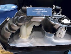 JSW's Built-in-Molding method produces fuel tanks without downstream steps. JSW's Built-in-Molding method produces fuel tanks without downstream steps.