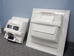 Heavy-gauge, deep-draw parts before and after trimming Heavy-gauge, deep-draw parts before and after trimming