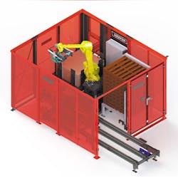 An illustration of Flexicell's new Pallet Handling Robotic Palletizer/Flexicell Inc. An illustration of Flexicell's new Pallet Handling Robotic Palletizer/Flexicell Inc.