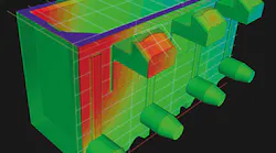 A screen shot shows a part undergoing analysis using Volume Graphics' new Manufacturing Geometry Correction module/Volume Graphics Inc.