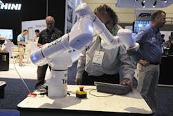 The OB7 collaborative robot from Yushin and Productive Robotics/PMM