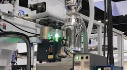 Sumitomo’s fully automatic color-change system reduces the time and labor required to change the color of a molded part./Sumitomo (SHI) Demag Plastics Machinery North America Inc.
