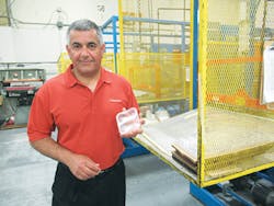 Lacerta President Ali Lotfi with a snack pack container being developed for a customer/PMM Lacerta President Ali Lotfi with a snack pack container being developed for a customer/PMM