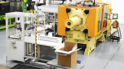 In Fourmark's fully automated injection molding line, all machine parameters, production data and machine performance data are linked to Syscon and Coast systems./Fourmark Manufacturing Inc.