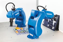 Yaskawa&apos;s MotoMini six-axis robots are easy to carry and ideal for tabletop-, floor-, ceiling- and wall-mounted installations./Yaskawa America Inc. Motoman Robotics Division