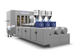 The Series III B rotary blow molding machine from Wilmington streamlines turnaround times./Wilmington Machinery Inc. The Series III B rotary blow molding machine from Wilmington streamlines turnaround times./Wilmington Machinery Inc.