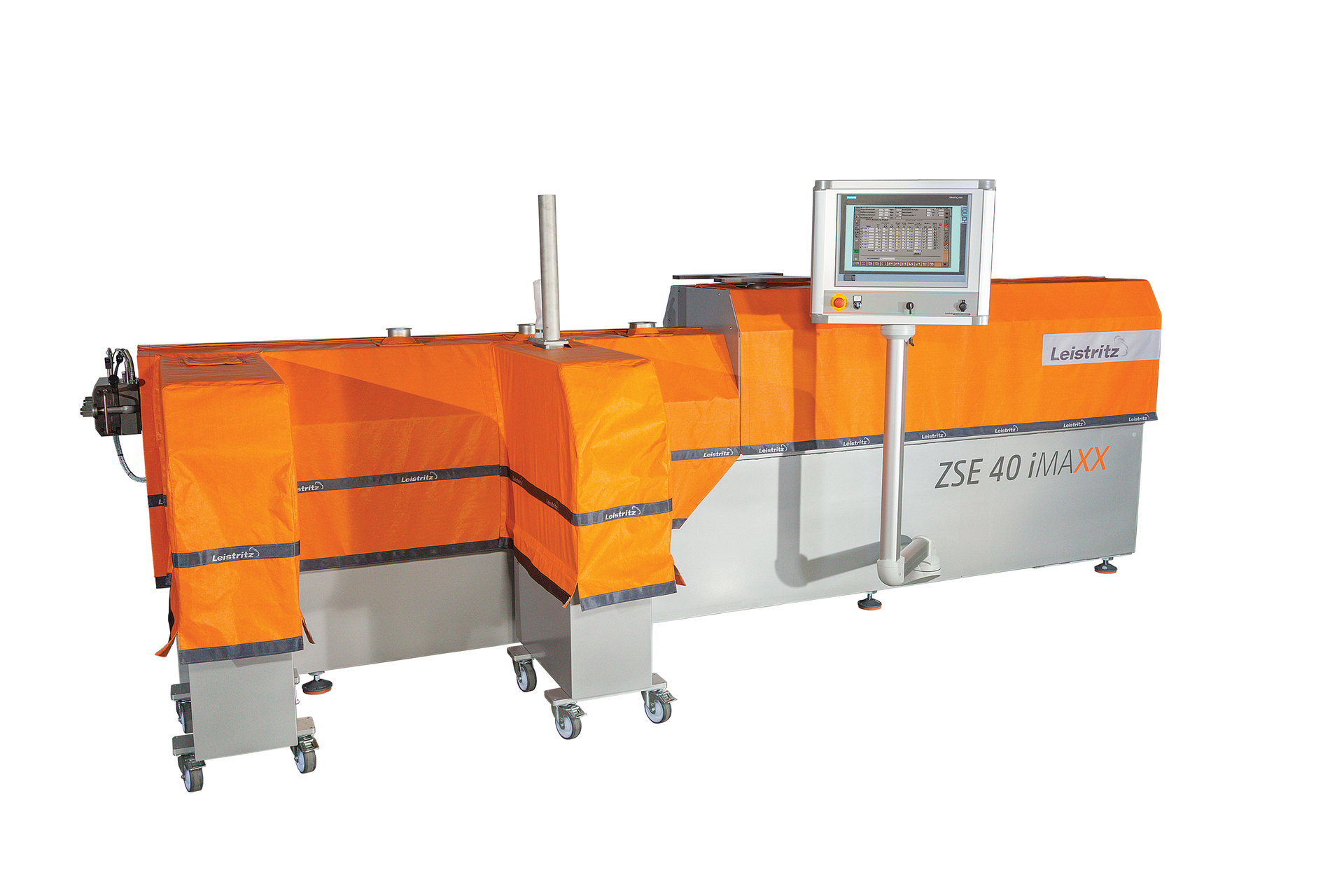 Leistritz&rsquo;s ZSE 40 iMAXX twin-screw extruder made its debut decked out in a fleXXcover. The glass- fiber, heat-resistant fabric makes working around the extruder safer and saves energy.
