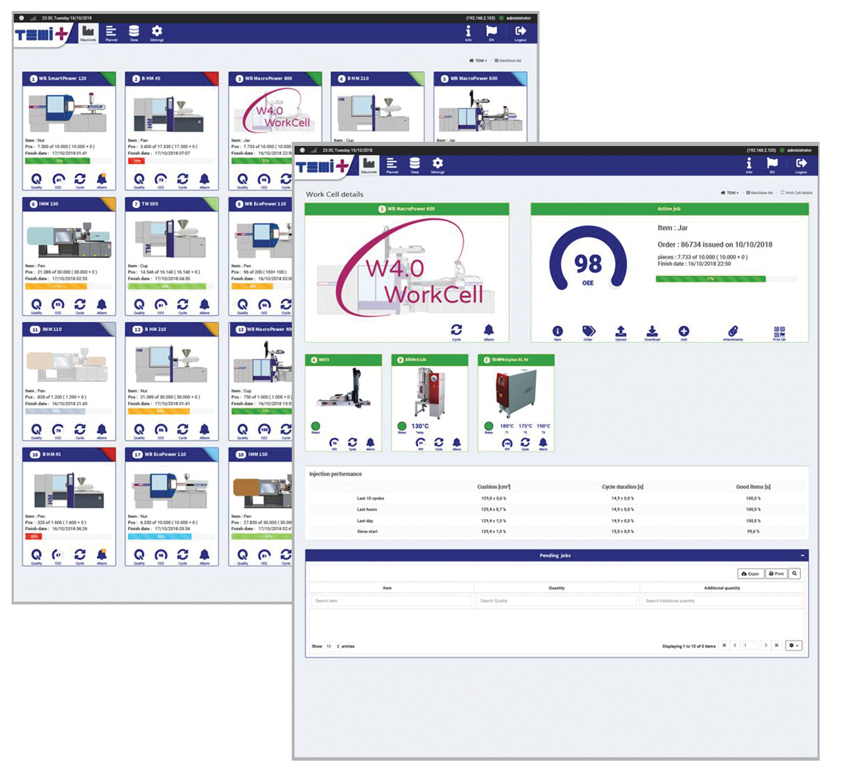 TEMI+ software allows processors to monitor injection molding machines and auxiliary equipment.