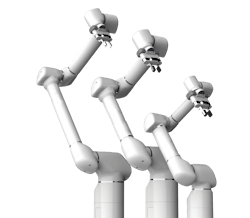 Productive Robotics&rsquo; seven-axis cobot line, from left: the OB7-Max 8, OB7-Max 12 and OB7.