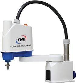 TM Robotics’ THE600 SCARA robot has a 23.6-inch reach and a maximum payload of 26.4 pounds. TM Robotics’ THE600 SCARA robot has a 23.6-inch reach and a maximum payload of 26.4 pounds.