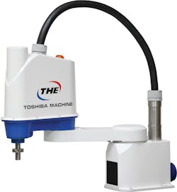 TM Robotics’ THE600 SCARA robot has a 23.6-inch reach and a maximum payload of 26.4 pounds. TM Robotics’ THE600 SCARA robot has a 23.6-inch reach and a maximum payload of 26.4 pounds.