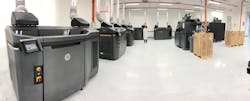 Jabil’s stable of HP Multi Jet Fusion printers. Jabil’s stable of HP Multi Jet Fusion printers.