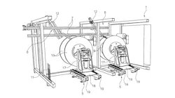 According to the patent, this tube winder from KraussMaffei is designed to handle tubes with outside diameters ranging from about 2mm to 20mm.