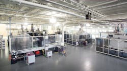 Injection molding cells on the shop floor of Winzeler Gear’s Harwood Heights, Ill., facility Injection molding cells on the shop floor of Winzeler Gear’s Harwood Heights, Ill., facility