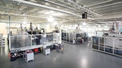 Injection molding cells on the shop floor of Winzeler Gear’s Harwood Heights, Ill., facility Injection molding cells on the shop floor of Winzeler Gear’s Harwood Heights, Ill., facility