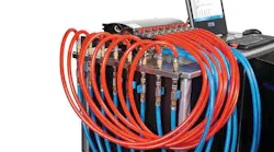 SysCool manifolds can monitor between four and 12 temperature zones within a mold. Shown is a manifold with eight monitoring ports.