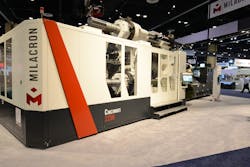 Milacron, a maker of injection presses, extruders and auxiliary systems, as well as molds, has been sold to Hillenbrand, the owner of Coperion. One of Milacron's presses is displayed at its NPE2018 booth. Milacron, a maker of injection presses, extruders and auxiliary systems, as well as molds, has been sold to Hillenbrand, the owner of Coperion. One of Milacron's presses is displayed at its NPE2018 booth.