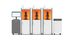 Figure 4 printers from 3D Systems can be connected and run by a single computer. Figure 4 printers from 3D Systems can be connected and run by a single computer.