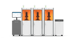 Figure 4 printers from 3D Systems can be connected and run by a single computer. Figure 4 printers from 3D Systems can be connected and run by a single computer.