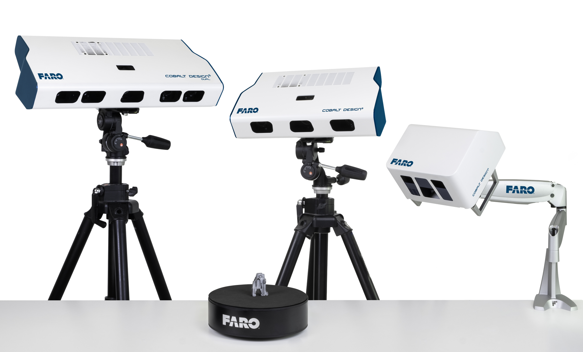Faro's Cobalt Design structured light scanners are simple to set up, and the optional turntable makes 360-degree scanning easy.