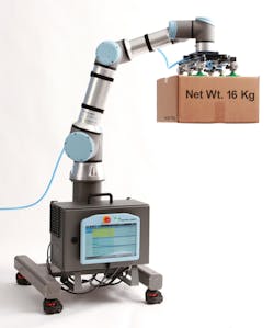 With a payload capability of 35.3 pounds, Universal Robots’ new UR16e cobot can handle heavier materials and parts than other models in the line. With a payload capability of 35.3 pounds, Universal Robots’ new UR16e cobot can handle heavier materials and parts than other models in the line.