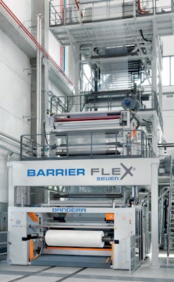 The Barrier Flex Seven from Luigi Bandera can make both barrier films and high barrier polyolefin films. The Barrier Flex Seven from Luigi Bandera can make both barrier films and high barrier polyolefin films.
