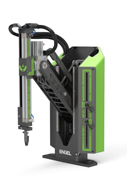 The Engel pic A sprue picker has a low-wear design for durability. The Engel pic A sprue picker has a low-wear design for durability.