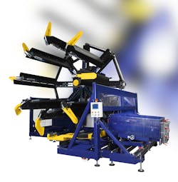 Graewe's EW 4500 XXL can coil large pipe without using a steel drum. Graewe's EW 4500 XXL can coil large pipe without using a steel drum.