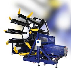 Graewe's EW 4500 XXL can coil large pipe without using a steel drum. Graewe's EW 4500 XXL can coil large pipe without using a steel drum.