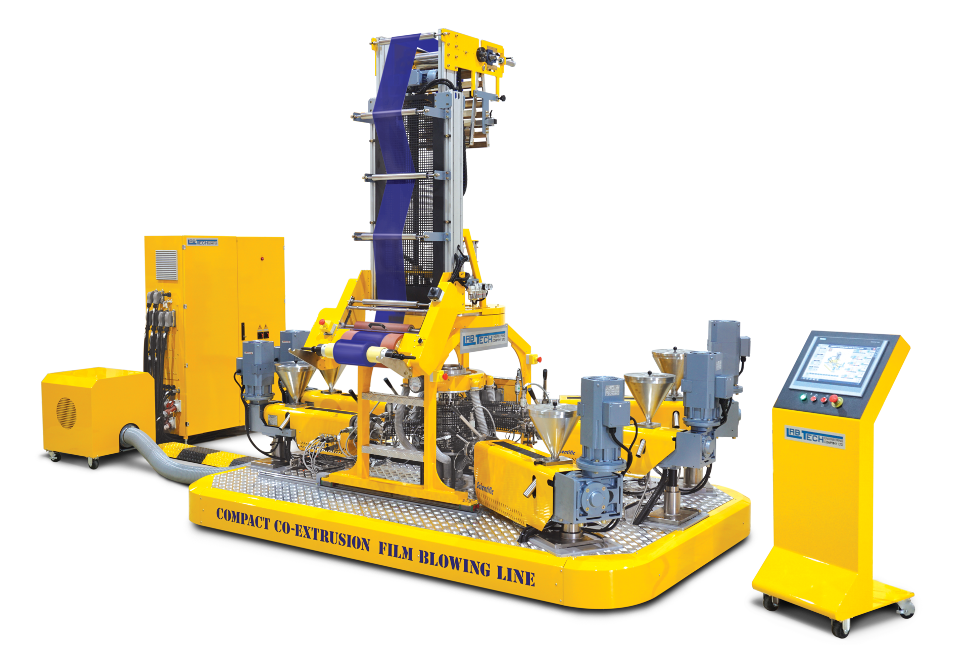 Designed for running material tests and for quality-control purposes, Labtech's new small-scale, five-extruder line features three 20mm extruders and two 25mm extruders.