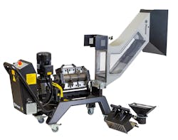 By running at slower-than-typical speeds, Rapid's new OneCut Pro granulator reduces noise, energy consumption and dust. By running at slower-than-typical speeds, Rapid's new OneCut Pro granulator reduces noise, energy consumption and dust.