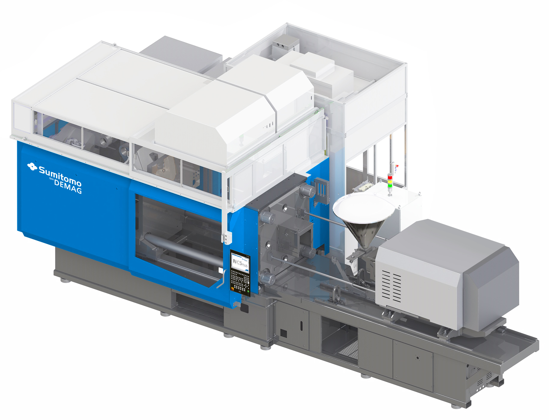 At K 2019, Sumitomo featured an IntElect 500 turnkey manufacturing cell with components from several partner companies.