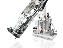 The PU RIM system for reaction injection molding is designed to handle expandable graphite. The PU RIM system for reaction injection molding is designed to handle expandable graphite.