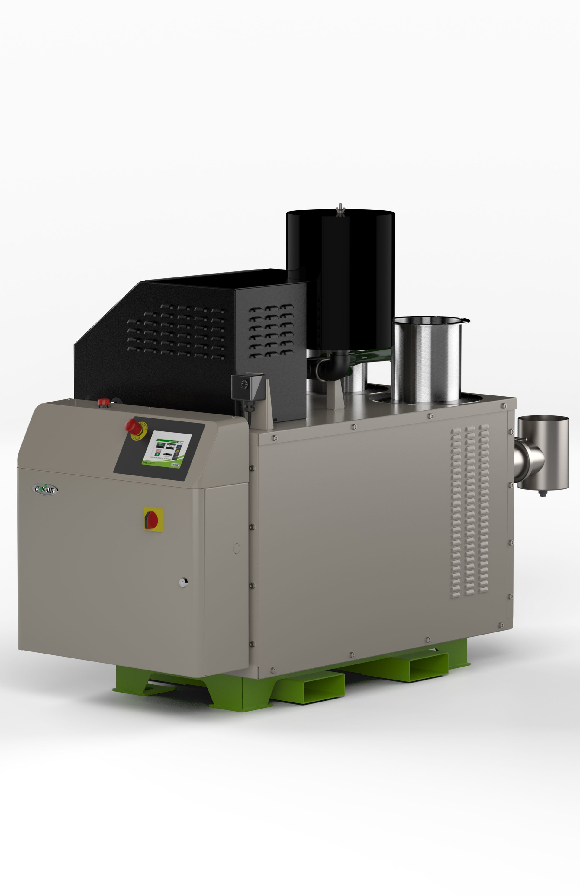 Available in three sizes, GasTrac heaters can supply the Conair's Carousel Plus central drying systems or retrofitted to various types of electrically heated resin dryers.