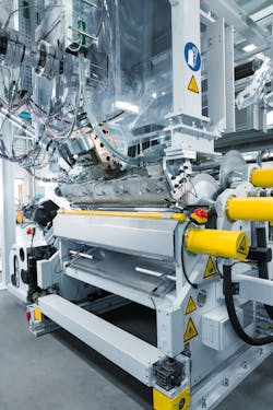 SML's line for foamed PET sheet can also produce rigid sheet. SML's line for foamed PET sheet can also produce rigid sheet.