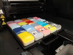 The J826 printer can hold and print seven resins or additives, including multiple colors, simultaneously. The J826 printer can hold and print seven resins or additives, including multiple colors, simultaneously.