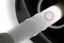 Pixargus' new ProfilControl 7 S CorrugatedTube uses eight cameras to scan the peaks and valleys of corrugated tubes, as well as the areas between the peaks and valleys. Pixargus' new ProfilControl 7 S CorrugatedTube uses eight cameras to scan the peaks and valleys of corrugated tubes, as well as the areas between the peaks and valleys.