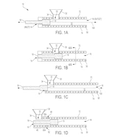 Rochling Engineering’s extrusion process employs a die with a large top and bottom surface to produce a large flat panel of UHMW polymer resin. Rochling Engineering’s extrusion process employs a die with a large top and bottom surface to produce a large flat panel of UHMW polymer resin.