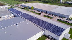 Iowa-based Agri-Industrial Plastics uses a 517-kilowatt roof-mounted solar array to provide a portion of its manufacturing power needs. Iowa-based Agri-Industrial Plastics uses a 517-kilowatt roof-mounted solar array to provide a portion of its manufacturing power needs.
