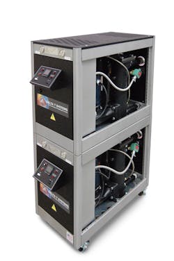 Delta T's Stacked Eco temperature-control units have two independently controlled temperature zones. Delta T's Stacked Eco temperature-control units have two independently controlled temperature zones.
