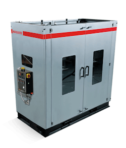 Maguire's two-stage PRS-20 size-reduction system is used for chopping up purging lumps. Maguire's two-stage PRS-20 size-reduction system is used for chopping up purging lumps.