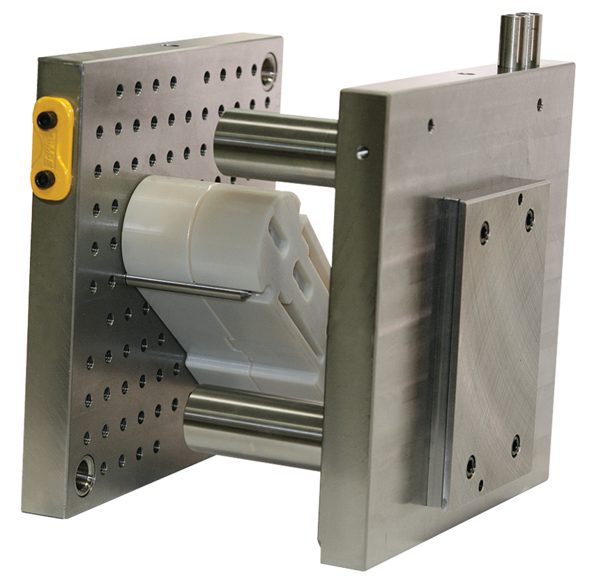 Each Quick-Change Prototype Adapter System includes a jig plate, 3-D printed cavities and cores, ear plate, locating pins, support pillars and mold straps.