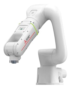 The Melfa Assista cobot has a simple control panel. The Melfa Assista cobot has a simple control panel.